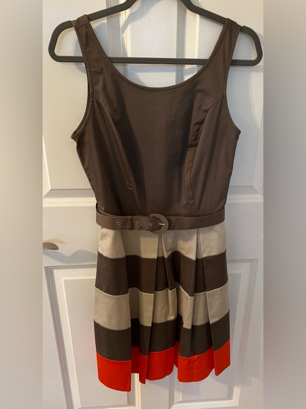 Women's Vintage Banana Republic Sleeveless Striped Belted Dress